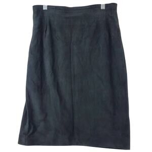 Vintage Vakko Black Suede Midi Whimsygoth Skirt Zipered Back Slit Hem Measures 6